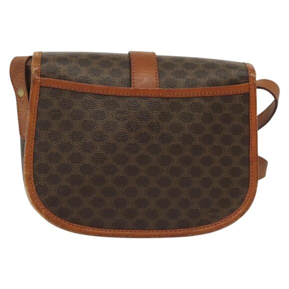 CELINE Macadam Canvas Shoulder Bag Pvc Leather Brown Gold - Picture 3 of 12